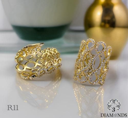 3 Diamonds 292474661779081 Gold Plated Band Ring for Women