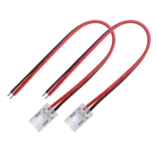 2Pcs LED Strip Connectors, 2 Pin Transparent Profile Strip Connector to Wire 10cm Connector, Solderless Connection Quick Connector for LED Strip Lights - 10cm Transparent Profile Strip Connector String light