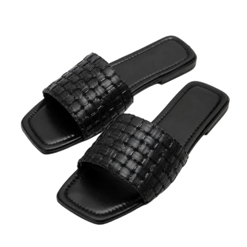 ROMBA SPORT Women's Flat Knit Strap Slippers, Thin And Light Sole, Comfortable Summer Casual Design Sandal