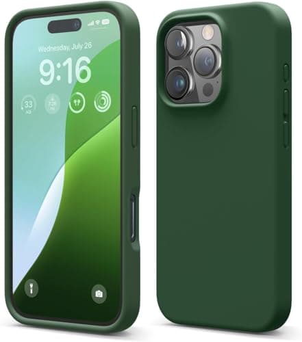 ELMO3EZZ Compatible with iPhone 16 Pro Case, Premium Liquid Silicone Case, Full Body Protective Cover, Shockproof Slim Phone Case, Anti-Scratch Soft Microfiber Lining, 6.3 inch (Alpine Green) Cellular phone case
