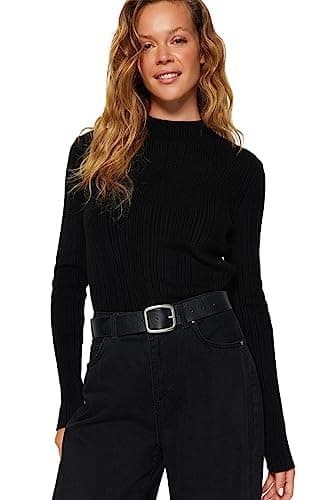 Trendyol Women's Slim Fit Basic Standing Collar Knitwear Sweater Sweater (pack of 1)