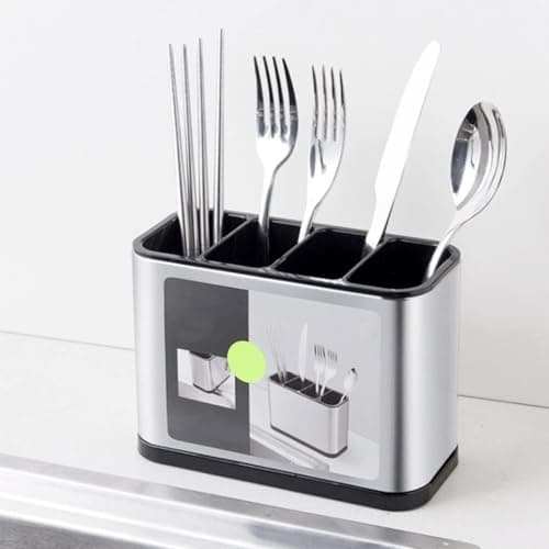 Stainless Steel Cutlery Caddy Rust Resistant Utensil Drying Rack Holder