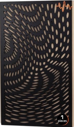 ACOUSTIC MOTION Acoustic Panels 5.5cm Thick 120X60 cm Fiberglass+Wood Sound Proof-Bass Trap,Sound Absorbing,Diffusion decorative Panels TRIPPY design for Studios,Home Theater Ceiling,Wall,Black Insulation