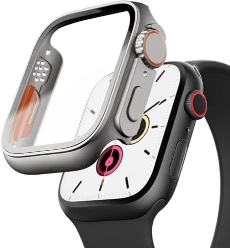for Apple Watch Screen Protector Case Series SE 2nd SE 6 5 4 45mm【Apple Watch Ultra Style Case Protective Face Cover Look Like Ultra with Tempered Glass Film for Women Men (Grey)