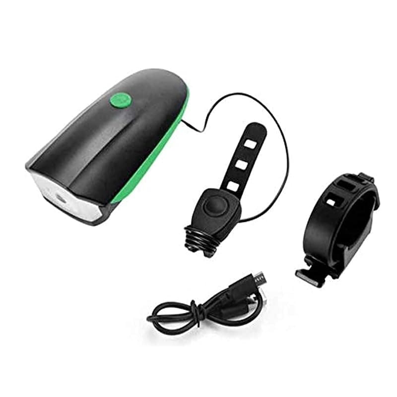 KaberTrade USB Rechargeable Bicycle Headlight with Multiple Sounds, Waterproof LED Light with Adjustable Brightness, Built-in Horn (USB Charging, Code:10069)