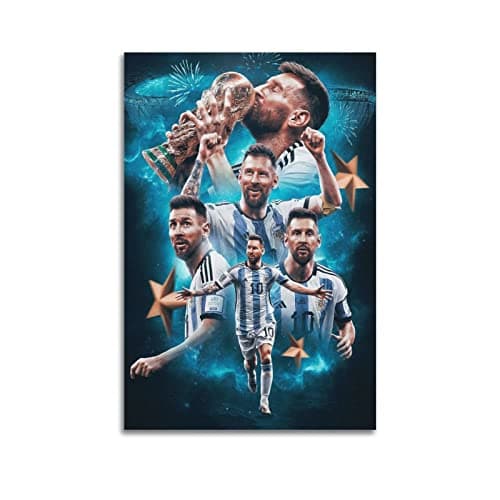 BNMKL Lionel Messi Poster Soccer Superstar Poster for Room Aesthetic Decorative Painting Canvas Wall Art Dorm Office Decor Gift 12x18inch(30x45cm)