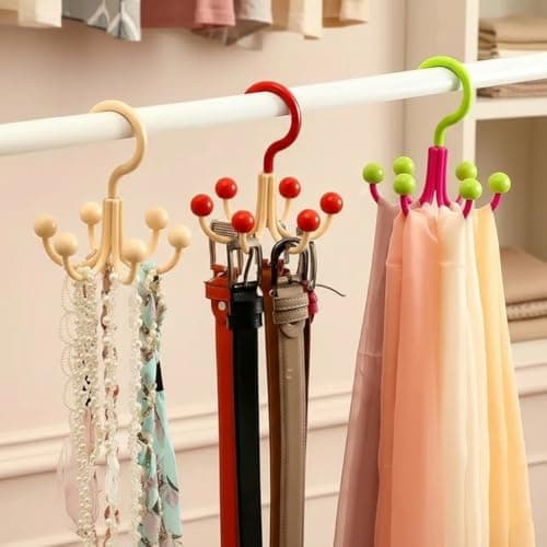 Rotating Hanger 6 Hooks for Organizing Underwear and Accessories Heavy Plastic with 360 Degree Rotation to Save Closet Space and Quick Access for Each Piece