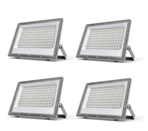 كشاف LED خارج بقوة 50 واط مع ضمان لمدة عام | إضاءة أصفر ورم | إضاءة LED خارجية عالية السطوع للأغراض الأمنية، وتنسيق الحدائق، والمستودعات، والساحات الخلفية | مقاوم للماء بمعيار IP66 (عدد 4 قطع)