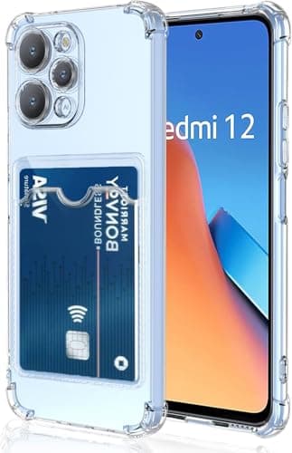 Case Compatible with Redmi 12 Wallet Clear Case with Card Slot Slim Soft TPU Bumper Protective Cover with Cute Card Holder Slim Fit Protective Phone Cover (Redmi 12) Cellular phone case