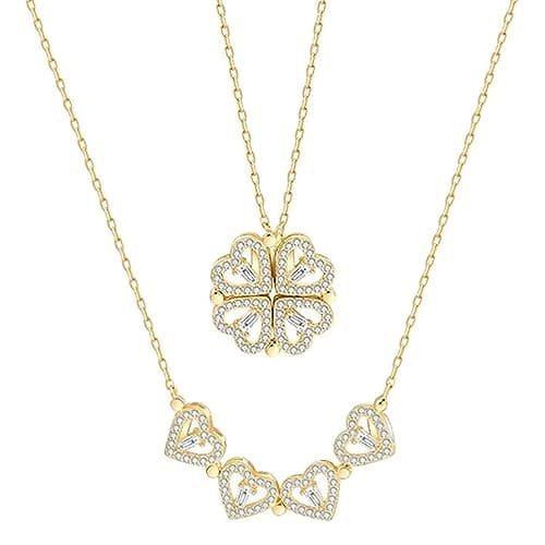 SALVE 2 in 1 Dual Styling Chic Magnetic Clover Pendant for Women | Chain for Girls Locket Simple Necklace | Adjustable Dainty Cute Necklace Neck Chain