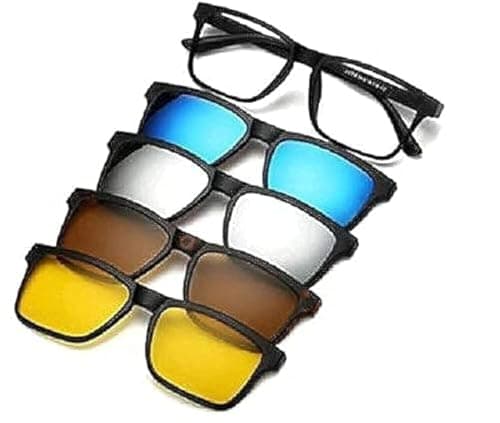 Unisex glasses made of the basic frame with four additional tires magnetized in various colors Polarize solar lenses inside the leather bag Sunglasses