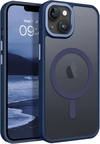 Case Cover Translucent Matte Slim Shockproof Magnetic Phone Case (Compatible with iphone 15) Women Men Girl Boy Protective Cover (Blue) Cellular phone case