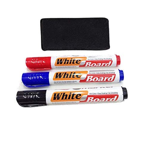 MS Molake Dry Erase White Board Markers Pens Set with Duster Cleaner Eraser Multicolour, Fine Tip Point Marking pen