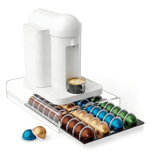 Storage Drawer Coffee Pod Holder for Counter Acrylic Coffee Capsule Organizer - 40 Pods