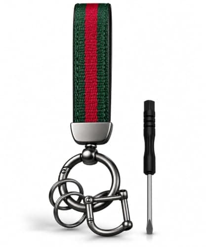Premium Woven Keychain Wrist Strap with Metal Key Ring, Quick-Release Clip & Screwdriver Tool for Easy Ring Assembly, Durable Lanyard Key Holder with Stylish Design keychain,5