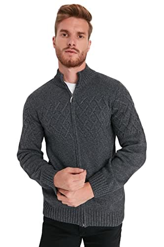 Trendyol Men's Trendyol Man Slim Standard High Neck Knitwear Cardigan Sweater (pack of 1)