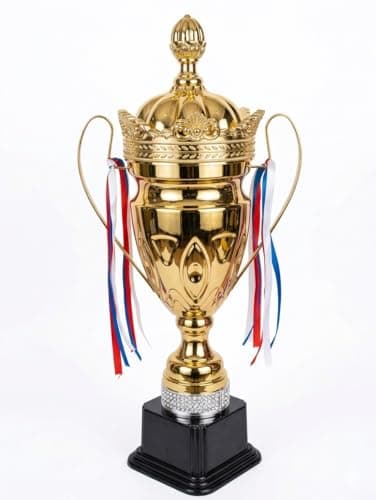 Royal Gold Sports Trophy Cup with Lid and Crown for Tournament Sports Competition School Sporting goods