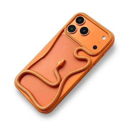 3M STORE Snake Phone Case for iPhone 17 PRO Bling Luxury 3D Hollow Snake Electroplating Soft TPU Heat Dissipation Protective Case (Orange) Cellular phone case