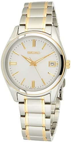 Seiko Watch for Men, Quartz Movement, Analog Display, Gold Stainless Steel Strap-SUR320P1