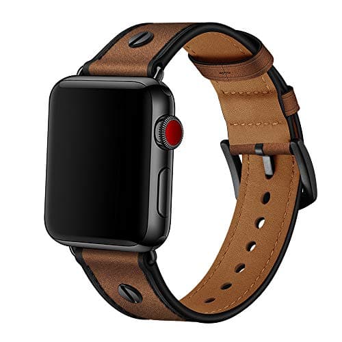 TPWAY Compatible with iWatch Band,Genuine Leather Replacement Band Strap Compatible with Apple Watch Series 6 5 4 3 2 1,SE