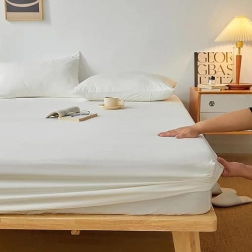 QBED Plain Fitted Sheet Set for Hotels, Home & Touristic Villages 3 Pieces (Dark White, 120 * 200 * 30 cm)