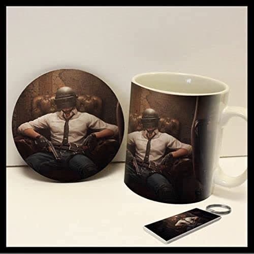 PUBG Mugs + Coaster + Key Chain Set Drinking cup