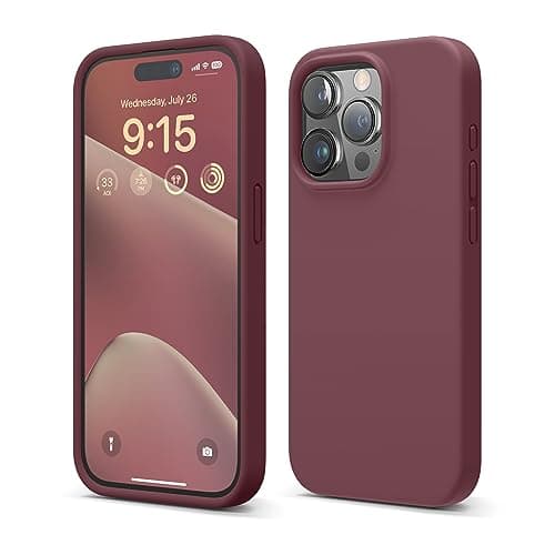 elago Liquid Silicone Case Compatible with iPhone 15 Pro Case, Premium Silicone, Full Body Protective Case [4-Layer Shockproof Structure], Soft Microfiber Lining Burgundy Cellular phone case