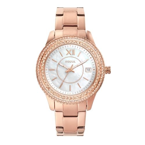 Fossil Watch for Women, Quartz Movement, Analog Display, Gold Stainless Steel Strap-ES5131