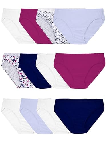 Fruit of the Loom womens Fruit of the Loom Women's Assorted Cotton Bikini, 12 Pack Underwear (pack of 12)