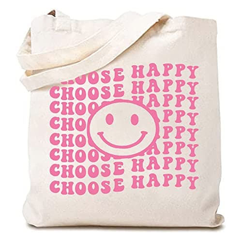 Haukea Canvas Tote Bag for Women Aesthetic Cute Tote Bags Inspirational Gifts for Women Beach Bags Reusable Grocery Bags, Style-c