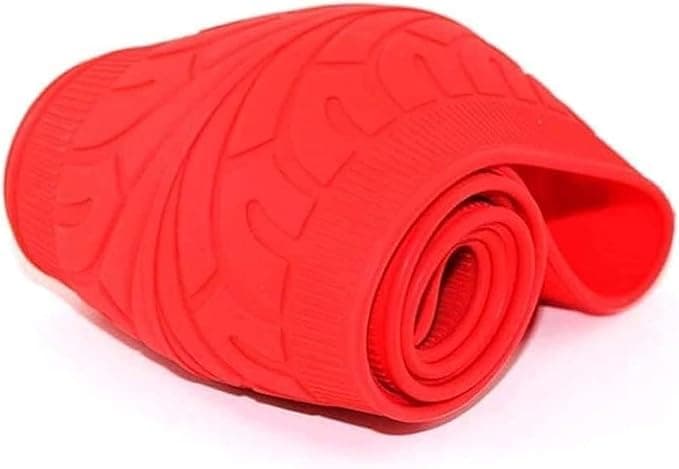 Steering Wheel Cover, Flexible Silicone Rubber Cover, Anti-Slip, Soft and Comfortable Touch, Suitable for All Cars, Ribbed,Red
