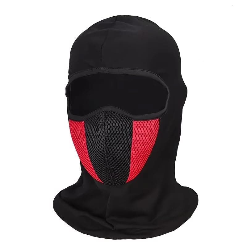 KaberTrade KaberTrade Balaclava Face Mask for Men Women UV Protection Wind Protection Motorcycle Bike (1 Piece, Black in Red Mesh Filter, Code:9052) Hat