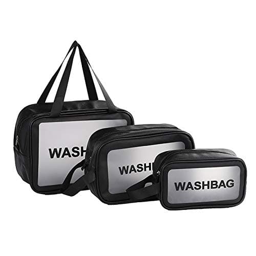 Timertick 3-Piece Transparent Make-Up Bag, Waterproof Toiletry Bag for Swimming Pool, Bath, Travel, Airplane, Make-Up Bag Multi-Size Cosmetic case