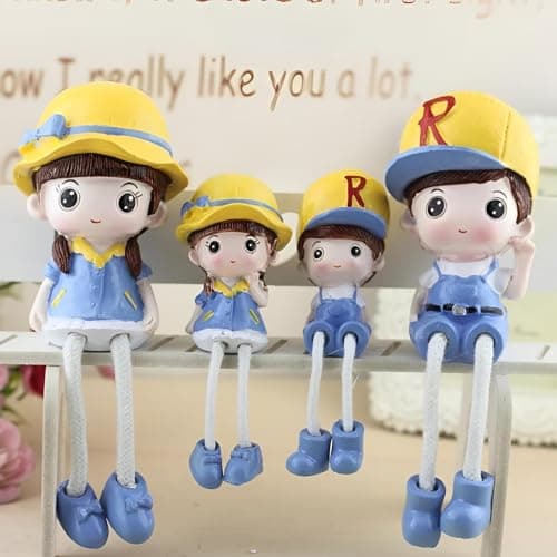 Hanging Leg Decorations Set (4 Pieces)- Family Figures Made of High Quality Resin to Decorate Desk Edge and Shelves Warmth and cheer for interior decorations, perfect romantic ornament for wedding ann Figurine