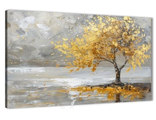 NOVA ART Canvas Wall Art Floral Flowers and Trees Print on a Soft Background with Delicate Patterns Wall Decor for Bedroom, Living Room, Office Etc Modern Home Decor 40cm x 60cm #NA6