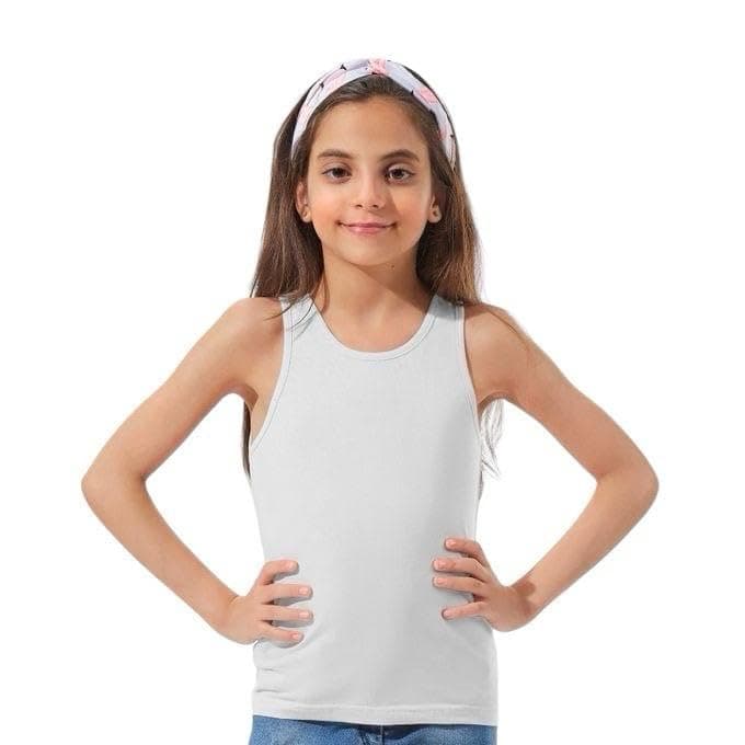 Girls Tank Top Cotton -White Shirt