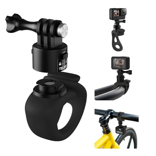 TELESIN S2 Camera 360 Flexible Mount Band Wrap Quick Release, Bike Motorcycle Handlebar Bar Tube Stick Pole Mounts Accessories for GoPro 12 11 10 9 8 7 Insta360 X3 X4 Go3 Ace Pro DJI Action 4 Pocket 3 Portable electronic device mount