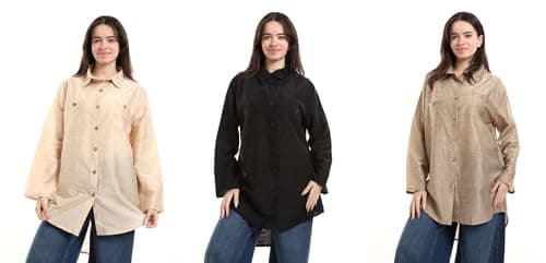 Red Circle Womens Bundle of 3 Oversized Button-Down Tunic Shirt Bundle of 3 Oversized Button-Down Tunic Shirt