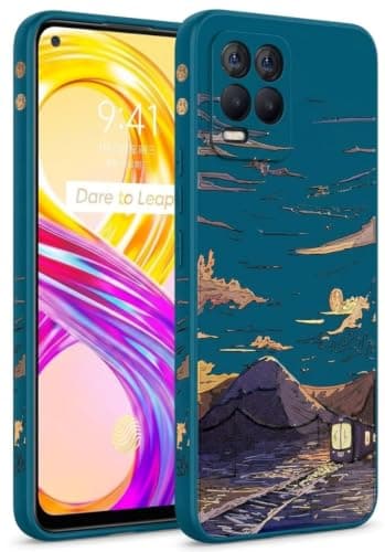 Case Compatible with OPPO Realme 8 (4G) / 8 Pro - Ultra HD Long Lasting UV Printing Design on Back and Sides - Matte Surface Anti-Fingerprint (Mountain Home at Sunset) Cellular phone case