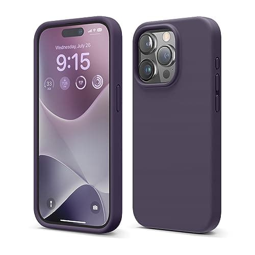elago Liquid Silicone Case Compatible with iPhone 15 Pro, Premium Quality, Full Body Protection Case [4-Layer Shockproof Structure], Soft Anti-Scratch Microfiber Lining (Intense Purple) Cellular phone case