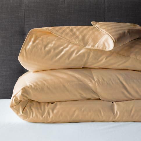 Ocra Stripe Light Duvet Set, 3 pieces, Lightweight Summer Comforter, Hotel Style, Made in Egypt (3, Champain, King 260x240) Bedding set
