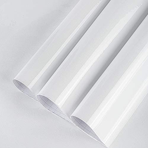 BAYYA White Contact Paper for Cabinets Countertops， Waterproof Peel and Stick Wallpaper for Kitchen Bathroom Living Room Walls， Vinyl Furniture Stickers Decorative Self-Adhesive Film （Glitter White）