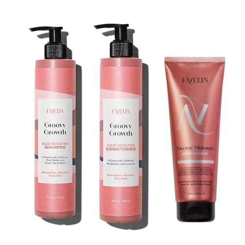 Favelin Groovy Growth Hair Care Set, Shampoo (300 Ml) and Conditioner (300 Ml) & Xtreme Moisture Leave-in Cream (250 Ml)-Strengthen and Long-Lasting Hydration Hair cleaner conditioner