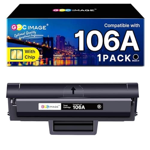 GPC Image Toner Cartridges Replacement for HP 106A W1106A Compatible with Laser 107a 107r 107w MFP 135a 135r 135w 137fnw 135wg 137fwg (Black, 1-Pack) Laser printer toner