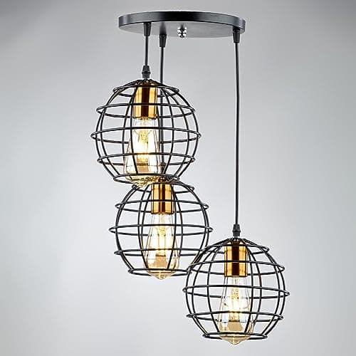 Generic 3RB1030 High Quality Three Half Globe Modern Ceiling Lamp for Living Room, Bedroom, or Hall - Black