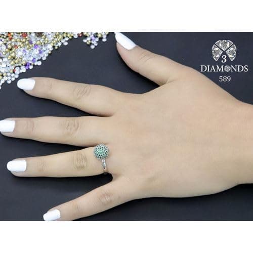 3 Diamonds 292474661779219 Platinum Plated Ring for Women with Zircon Stone - Silver
