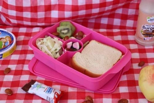 Generic Lunch Box,1 liter,Divided into 4 compartments,Made from pure, food-grade materials (PP 5) meeting international standards,Safe for food storage,microwave use, and dishwashers,Multicolor, .nin
