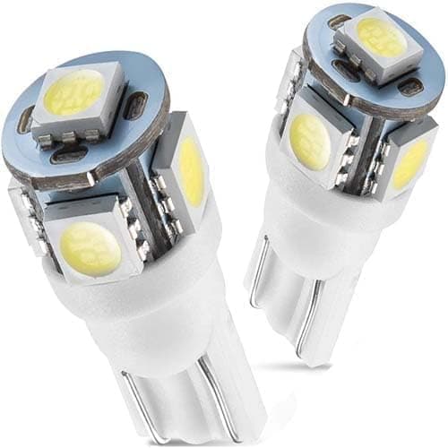 T10 W5W 5W5 LED Bulb 12V 5050 SMD 6000K White/3000K Warm White Super Bright Car Interior Trunk Light Bulb T10-5SMD - DC 12V - White - SA CAR - Pack of 2 Vehicle light bulb