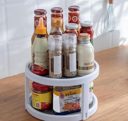 Generic 2-Tier Rotating Shelf Organiser, Multi-Purpose, for Kitchen, Fridge, Bathroom and Makeup Tools, .A2 Rotating tray
