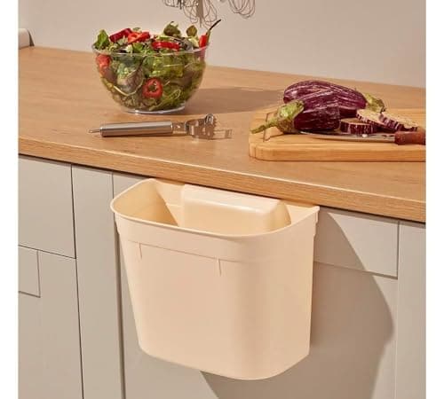 Dunya Plastic Hanging Bucket Kitchen Cabinet Door Classification,Under Kitchen Sink Trash Bin Organizer. (Beige) Trash can